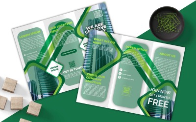 Professional We Are Creative Agency Business Yeşil Üç Katlı Broşür Tasarımı - Kurumsal Kimlik