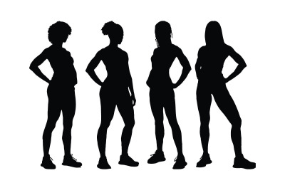 Ensemble de silhouette de bodybuilder féminin