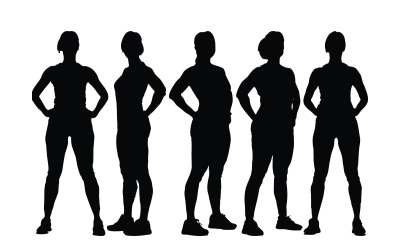 Mädchen-Turnerin und Bodybuilder-Silhouette