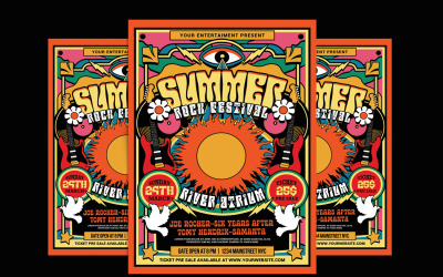 70&amp;#39;s Retro Rock Muziek Festival Flyer