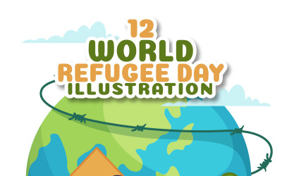 12 Menekültek világnapja vektoros illusztráció