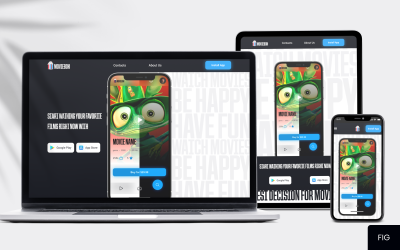 MovieBox — szablon interfejsu użytkownika strony docelowej prezentacji aplikacji mobilnej