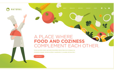 食品和饮料 V2 插图的网页设计模板