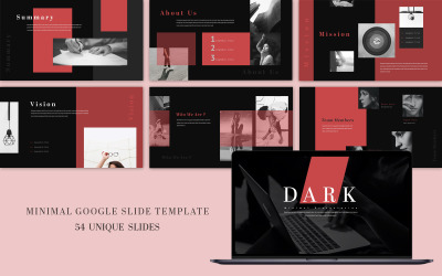 Темный простой минимальный шаблон презентации Google Slides