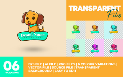 狗标志设计模板 - 6 种颜色选项 - V3