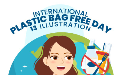 13 Illustrazione della Giornata internazionale senza sacchetti di plastica