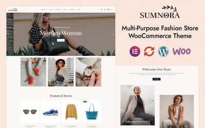Sumnora - Tema responsivo WooCommerce de Elementor para tienda de moda multipropósito