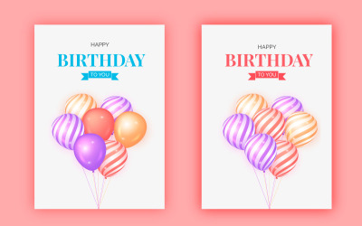 Grattis på födelsedagen design med ballong, typografibrev och fallande konfetti på ljus bakgrund