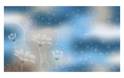 Immagine di sfondo astratta blu 14400x8100px con fiori e bolle