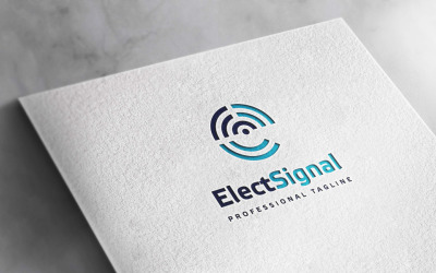 Signální logo s písmenem e nebo počítačové logo s písmenem e