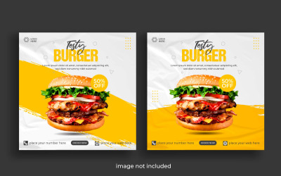 Anúncios de design de modelo de postagem de mídia social de banner de comida. Modelo de mídia social editável