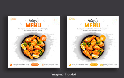 Anúncios de modelo de postagem de mídia social de banner de comida. Ideias de modelos de mídia social editáveis