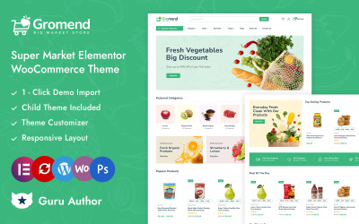 Gromend – Адаптивна тема WooCommerce Super Market Elementor