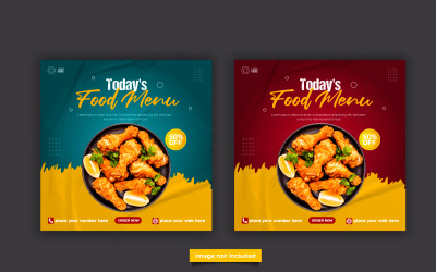 Mat banner sociala medier post mall annonser. Redigerbara mallar för sociala medier