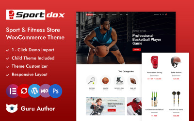 Sportdox — магазин товаров для спорта, фитнеса и тренажерных залов Elementor Адаптивная тема для WooCommerce