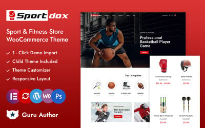 Sportdox - Negozio di sport, fitness e palestra Tema reattivo Elementor WooCommerce