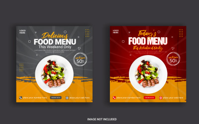 Mat restaurang företag marknadsföring sociala medier post eller webb banner mall design idé