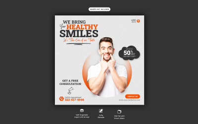 Modello di poster per social media per cure dentistiche del dentista
