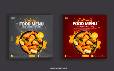 Restaurante de comida rápida marketing comercial publicación en redes sociales o diseño de plantilla de banner de comida