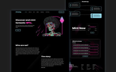 Design de modelo de interface do usuário da página de destino do mercado NFT