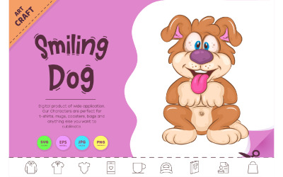 Kreslený usměvavý pes. Clip Art.