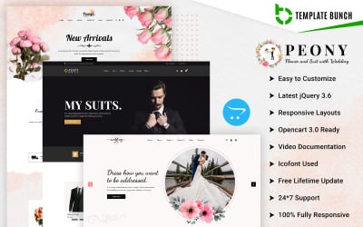 Пион - Цветок и костюм со свадьбой - Адаптивная тема Opencart 3.0.3.9 для электронной коммерции