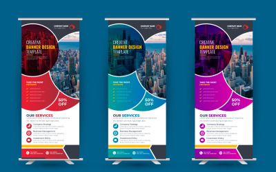 Roll-up display standee banner és üzleti rack kártya vagy dl szórólap sablon