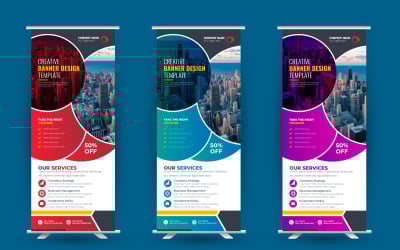 Roll up display standee banner i business rack card lub szablon ulotki dl