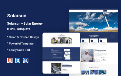 Solarsun – шаблон веб-сайту про сонячну енергетику