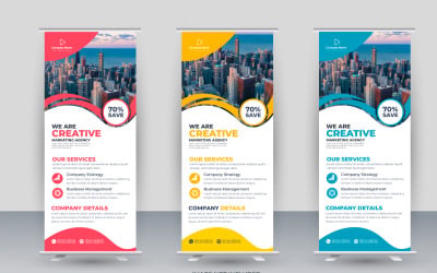 Vector roll up display standee banner design and  business rack card or dl flyer templates design
