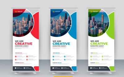 Professionell modern företagsställning roll up banner och pull up banner mall designkoncept