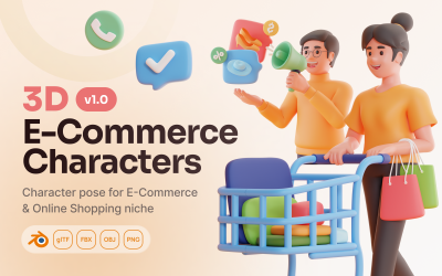 Shoppy - conjunto de caracteres 3D de comércio eletrônico e compras on-line