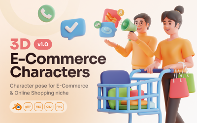 Shoppy - Набор 3D-персонажей для электронной коммерции и покупок в Интернете