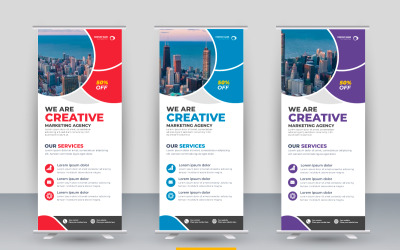 Vector professionell modern företagsställning roll up banner och pull up banner koncept