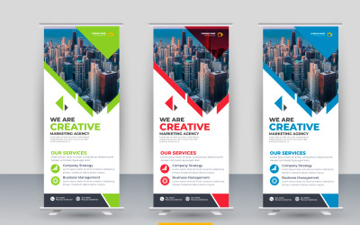 Vector professionell modern företagsställning roll up banner och pull up banner mall koncept