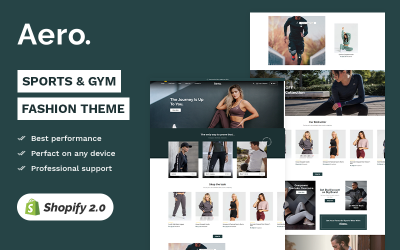 Aero - Moda e acessórios para esportes e academias Shopify 2.0 de alto nível Tema responsivo multifuncional