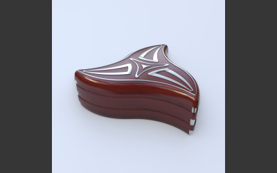 Holzkiste aus rotem Holz und Aluminium