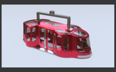 Závěsná kabina vyrobená z kovu a skla