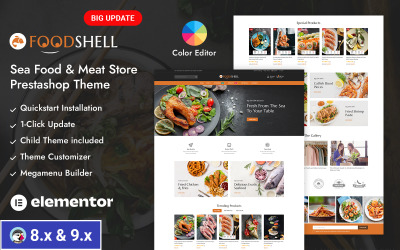 Foodshell - Negozio di ristoranti di frutti di mare Tema reattivo Prestashop