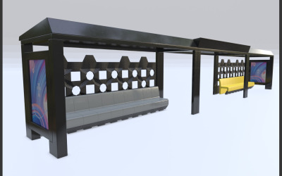 由金属和塑料制成的候车亭