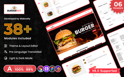 Burger Hunt – téma PrestaShop reagující na burgery a rychlé občerstvení | Motivy PrestaShop 8.0