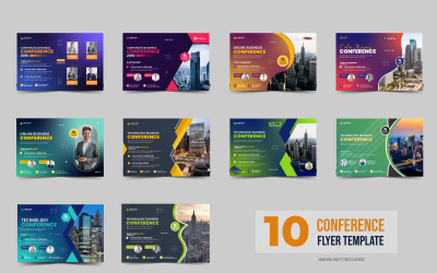 Creative business conference flyer template bundle or technology conference social media banner set