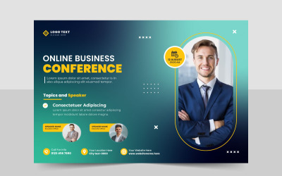 Kreatív üzleti konferencia szórólap sablon vagy üzleti webinárium esemény közösségi média banner tervezése