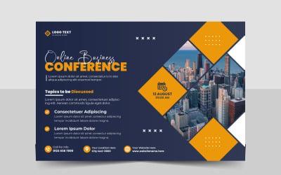 Technology business conference flyer template and business webinar event social media banner design
