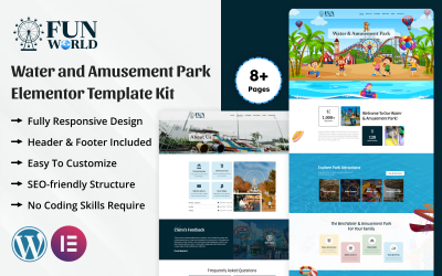 Fun World - Water and Amusement Park Elementor Template Kit