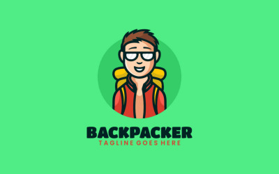 Backpacker maskot kreslené Logo