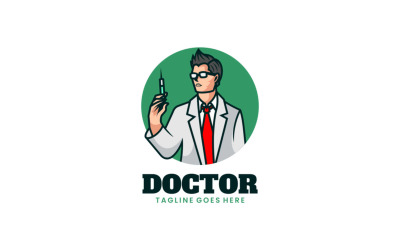 Doktor maskot tecknad logotyp stil