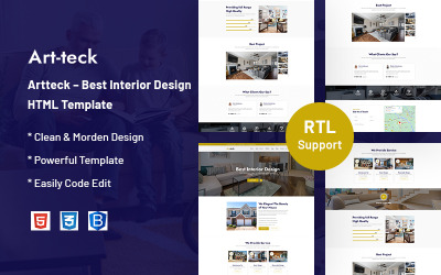 Artteck – En İyi İç Tasarım Web Sitesi Şablonu