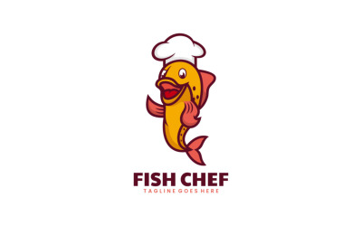 Balık Şefi Maskot Çizgi Film Logosu