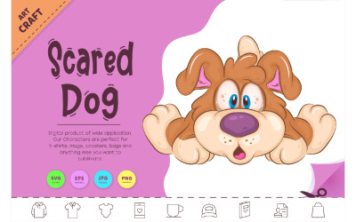 Kreslený vyděšený pes. Clip Art.
